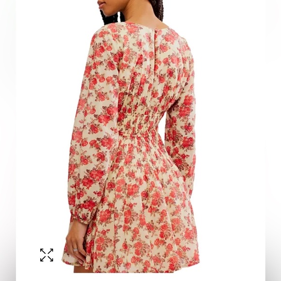 NWT Free People Keep You Smocked Mini Dress in Ivory Combo. Size X-Small - Picture 3 of 13